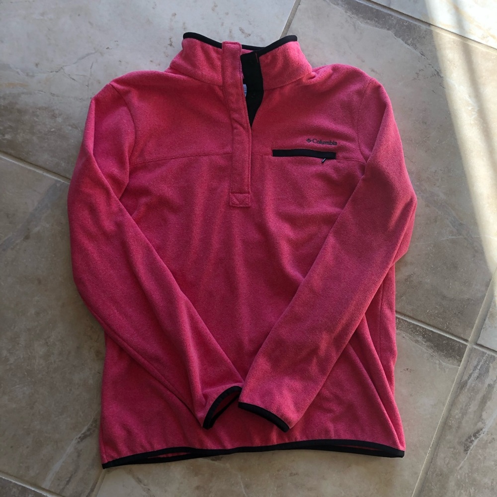 Columbia Fleece Quarter Button Up Pullover Pink